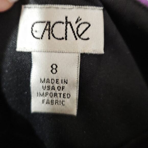 Cache One Shoulder Cocktail Dress Black Floral Size 8 - Picture 4 of 6